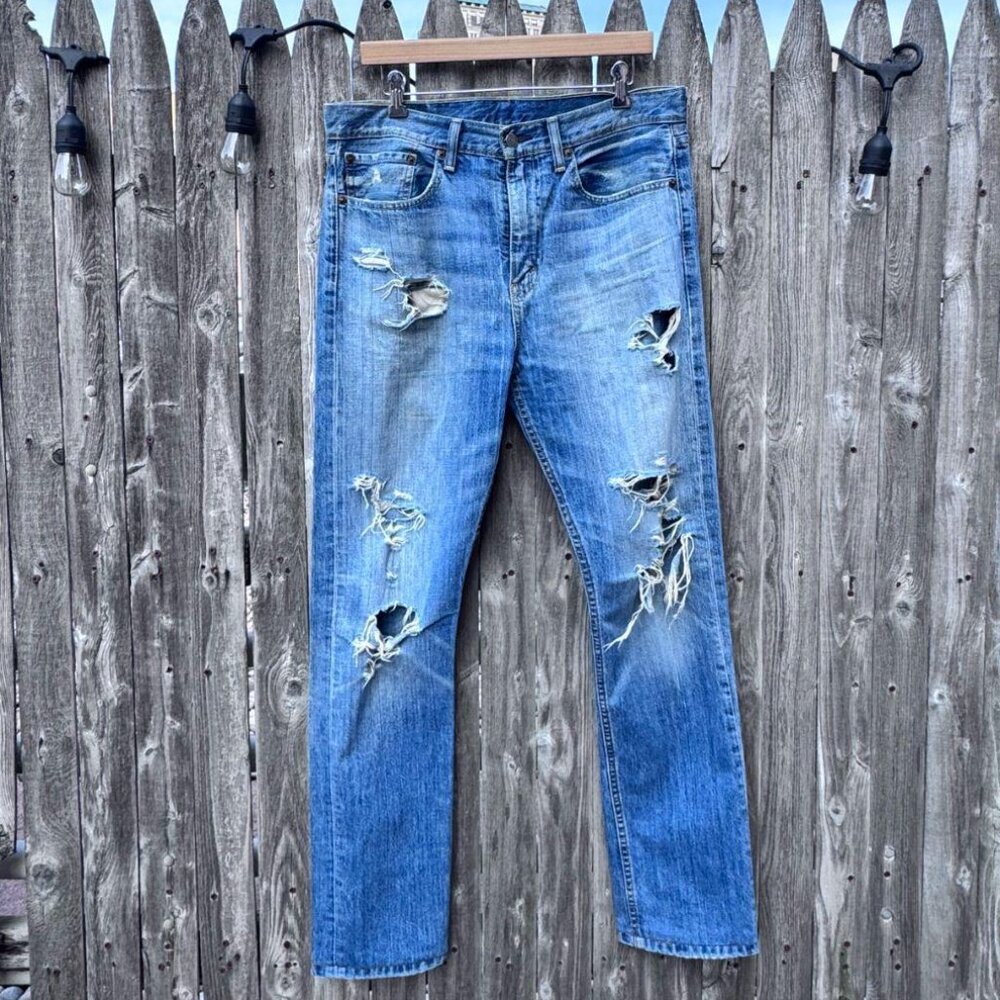 Levi’s 522 Distressed Jeans W32 L34 – Light Wash Grunge Denim